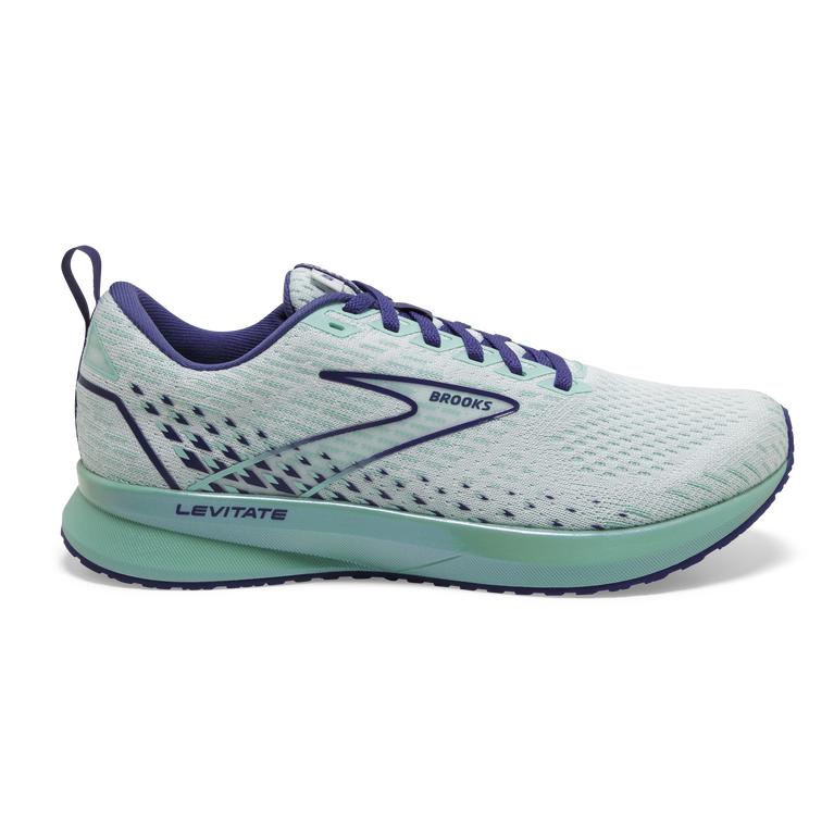 Brooks Levitate 5 Womens Road Running Shoes - White/Navy Blue/Yucca - Indonesia (DTCP-10236)